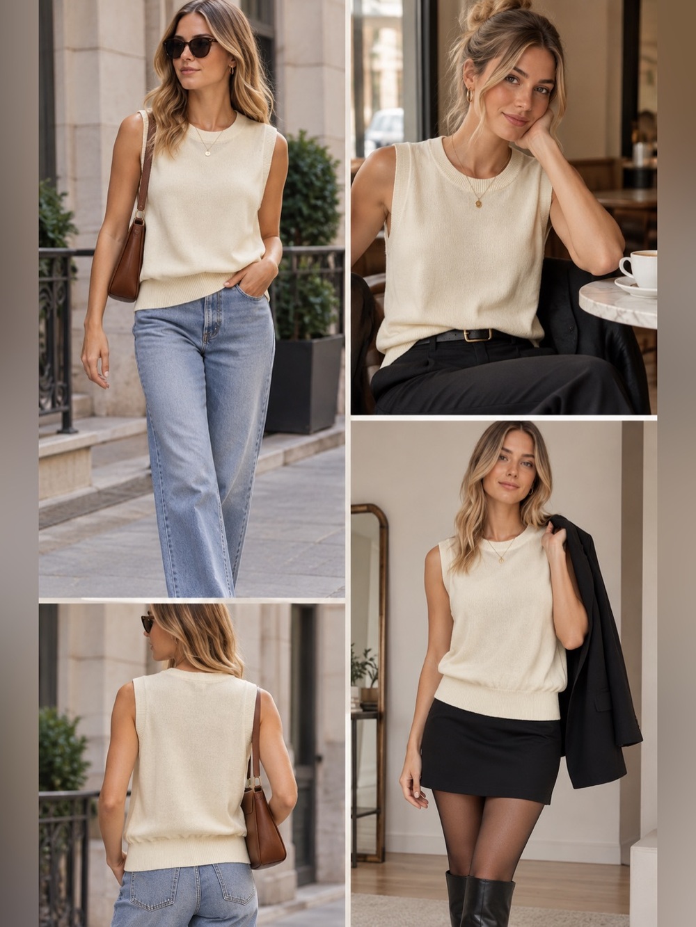 GAP Cream Sleeveless Knit Tank Top